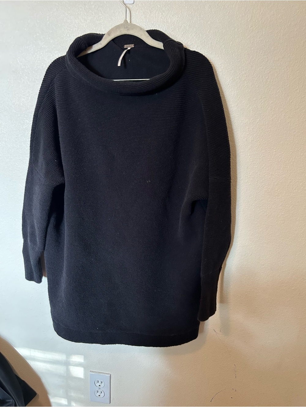 Free People Black Cowl Neck Knit Sweater